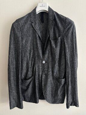 $800 Harris Wharf London Unstructured Grey Pinstripe Striped Sport Coat - 36
